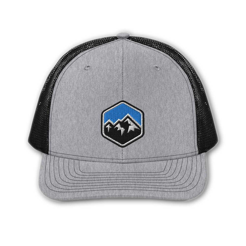 Peaks Trucker Hat Front | Seek More Wilderness