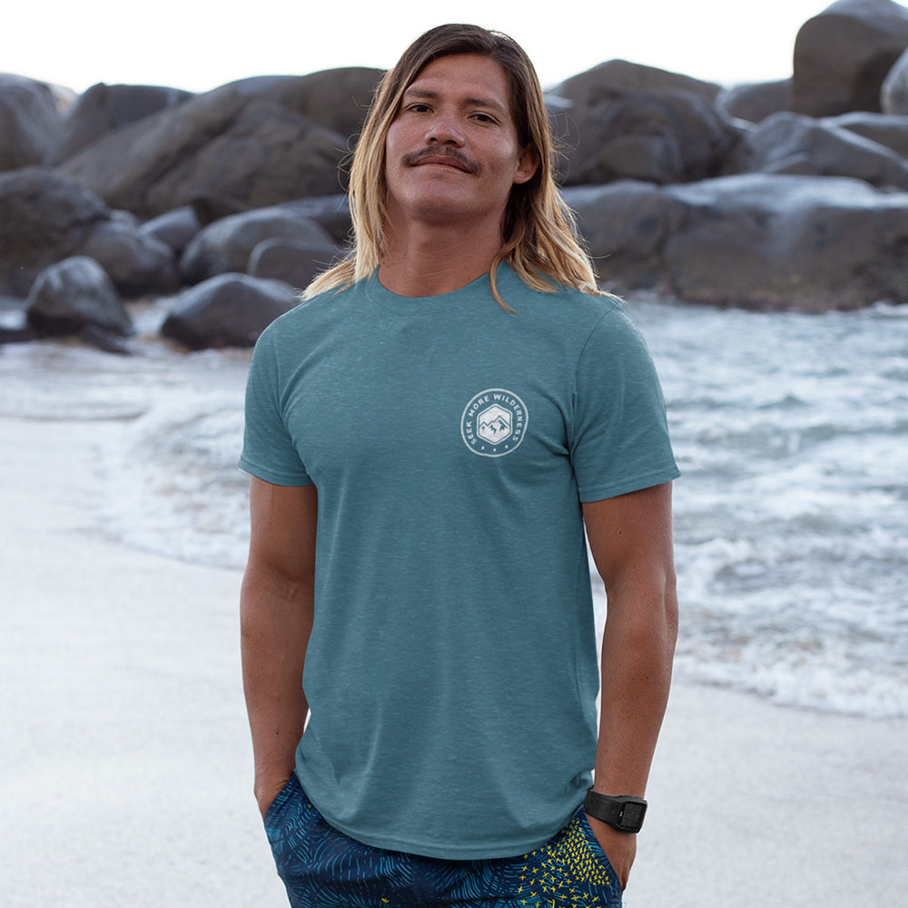 Trail T-shirt Heather Ocean | Seek More Wilderness